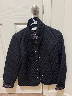 Kim Rogers Black Quilted Snap-Front Jacket, Small ❤️ Like New!